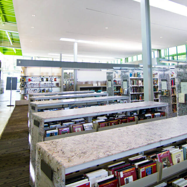 LEED Library Design Ideas Recycled Content on Library Shelving